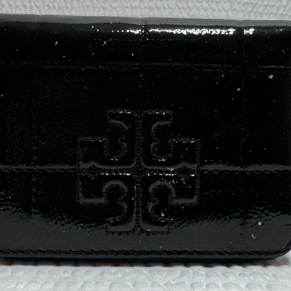 Tory Burch Black Patent Leather Wallet with Signature Logo